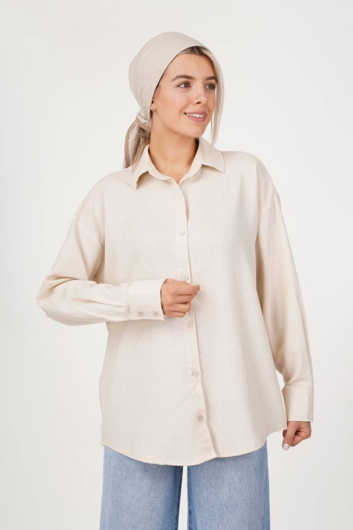 شومیز B3317 لینن پرمیوم رویال قد70 - Image 2