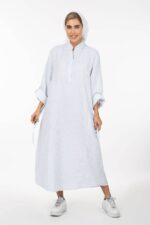 پیراهن B3277 لینن راه راه دبل فیس کفتان - Image 2