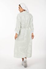 پیراهن B3277 لینن راه راه دبل فیس کفتان - Image 6