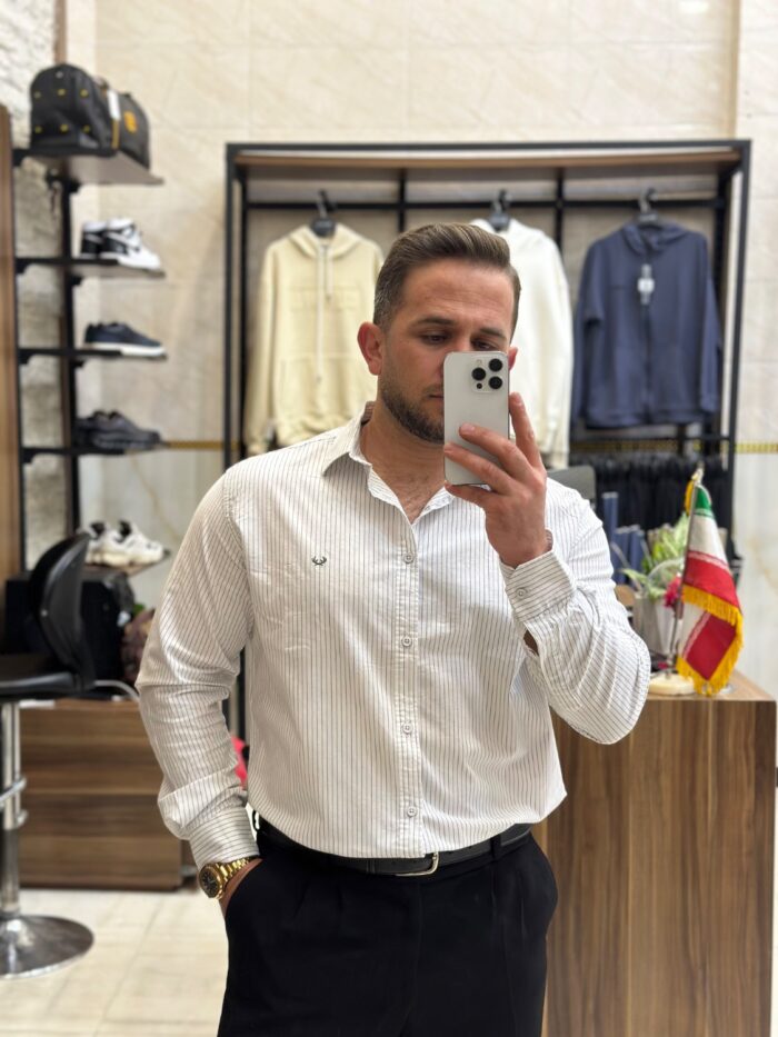 پیراهن راه راه ریز آستین بلند A6363 - تصویر 2